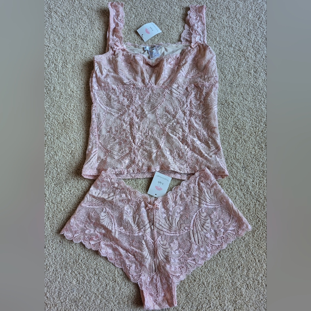 NWT Vintage Leigh Bantivoglio Light Pink French Lace Camisole Set Size XS/S